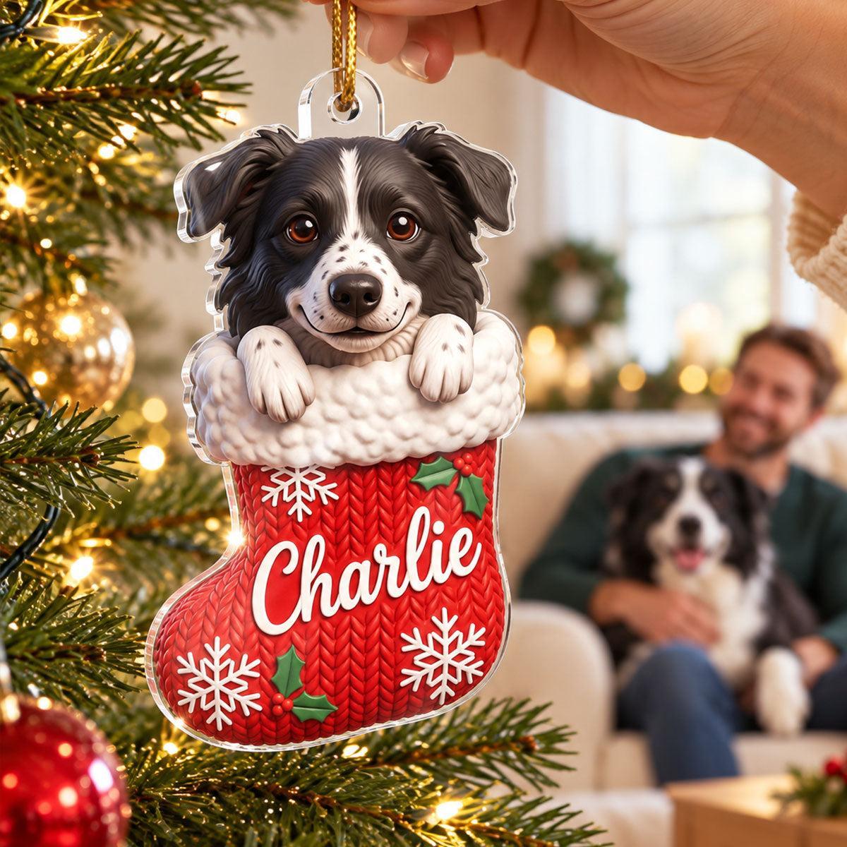 Medias Personalizadas Para Mascotas Para Perros Y Gatos - Adorno Acrílico Personalizado - Regalo De Navidad Para Mamá Gato Perro - santacalcetines