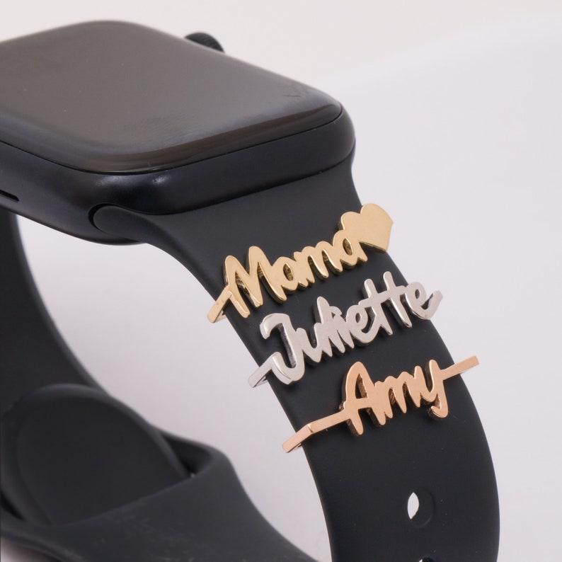 Charm Personalizado Para Apple Watch Con Nombre De Mamá, Charm Para Personalizar Correas De Reloj Inteligente, Charm De Oro Macizo Para Reloj Inteligente, Accesorios Con Figura De Nombre - santacalcetines