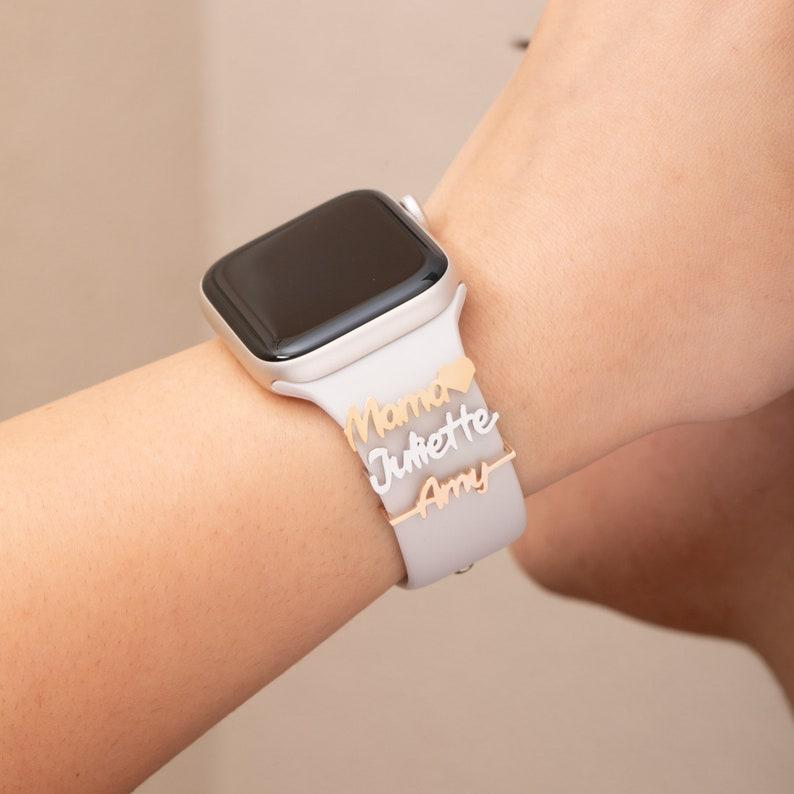Charm Personalizado Para Apple Watch Con Nombre De Mamá, Charm Para Personalizar Correas De Reloj Inteligente, Charm De Oro Macizo Para Reloj Inteligente, Accesorios Con Figura De Nombre - santacalcetines