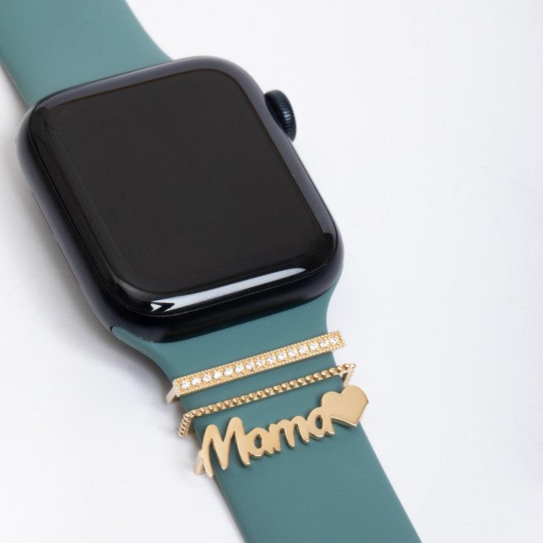 Charm Personalizado Para Apple Watch Con Nombre De Mamá, Charm Para Personalizar Correas De Reloj Inteligente, Charm De Oro Macizo Para Reloj Inteligente, Accesorios Con Figura De Nombre - santacalcetines
