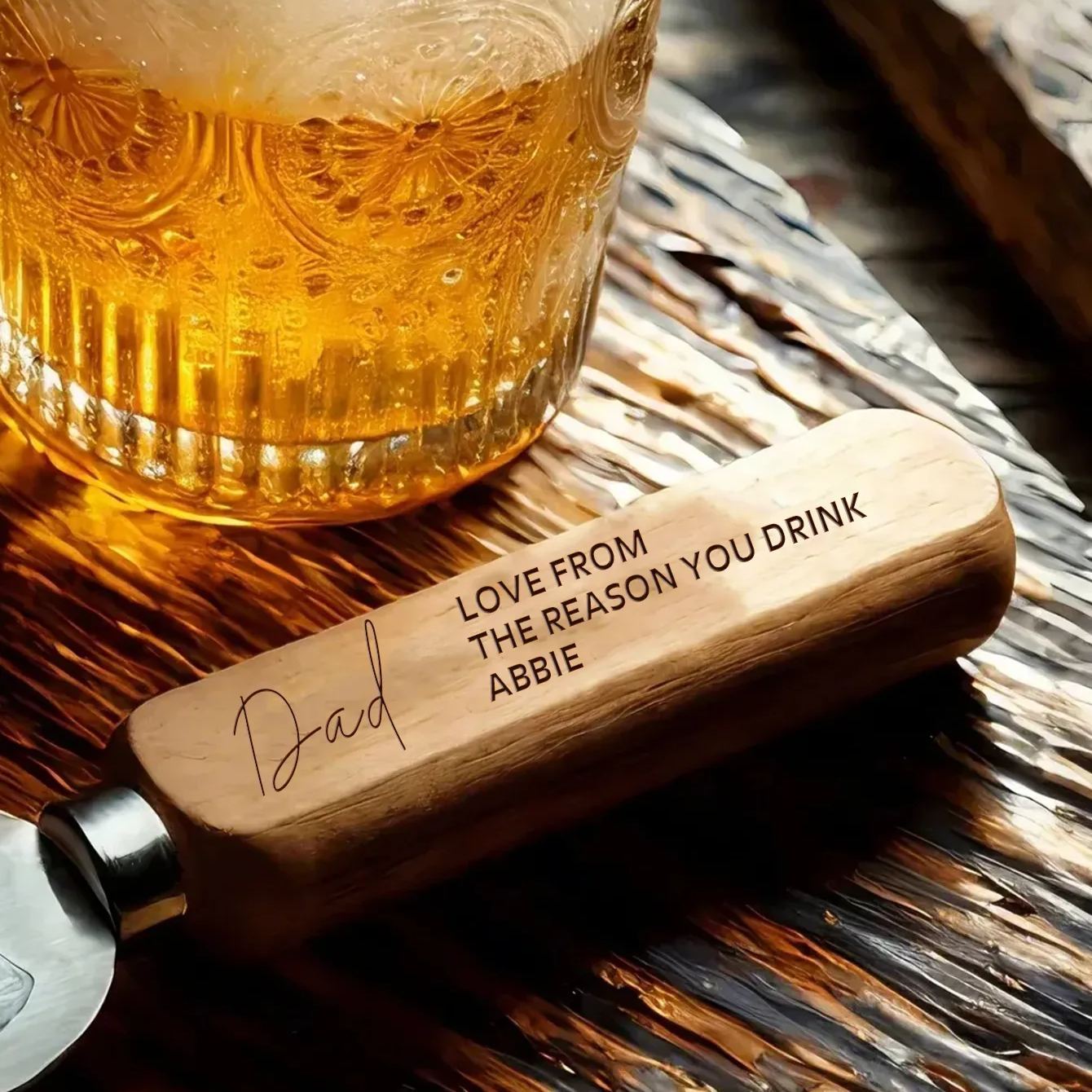 Abridor De Botellas Personalizado Con Su Texto Aquí, Abridor De Botellas De Madera Grabado Con Láser, Regalo De Cumpleaños Y Navidad Para Papá - santacalcetines