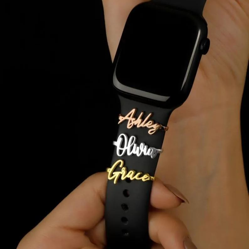 Dije Para Correa De Reloj En Plata De Ley. ¿joyería Personalizada Para Reloj? ¿dije Para Correa De Reloj? Dije Con Nombre Personalizado Para Correa De Reloj. - santacalcetines