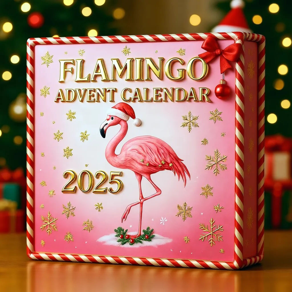 Calendario De Adviento De Flamencos 2025 – Caja De Cuenta Regresiva Navideña Con Flamenco Rosa Acrílico 2d, Regalo De Decoración Tropical Para Niñas Y Mujeres