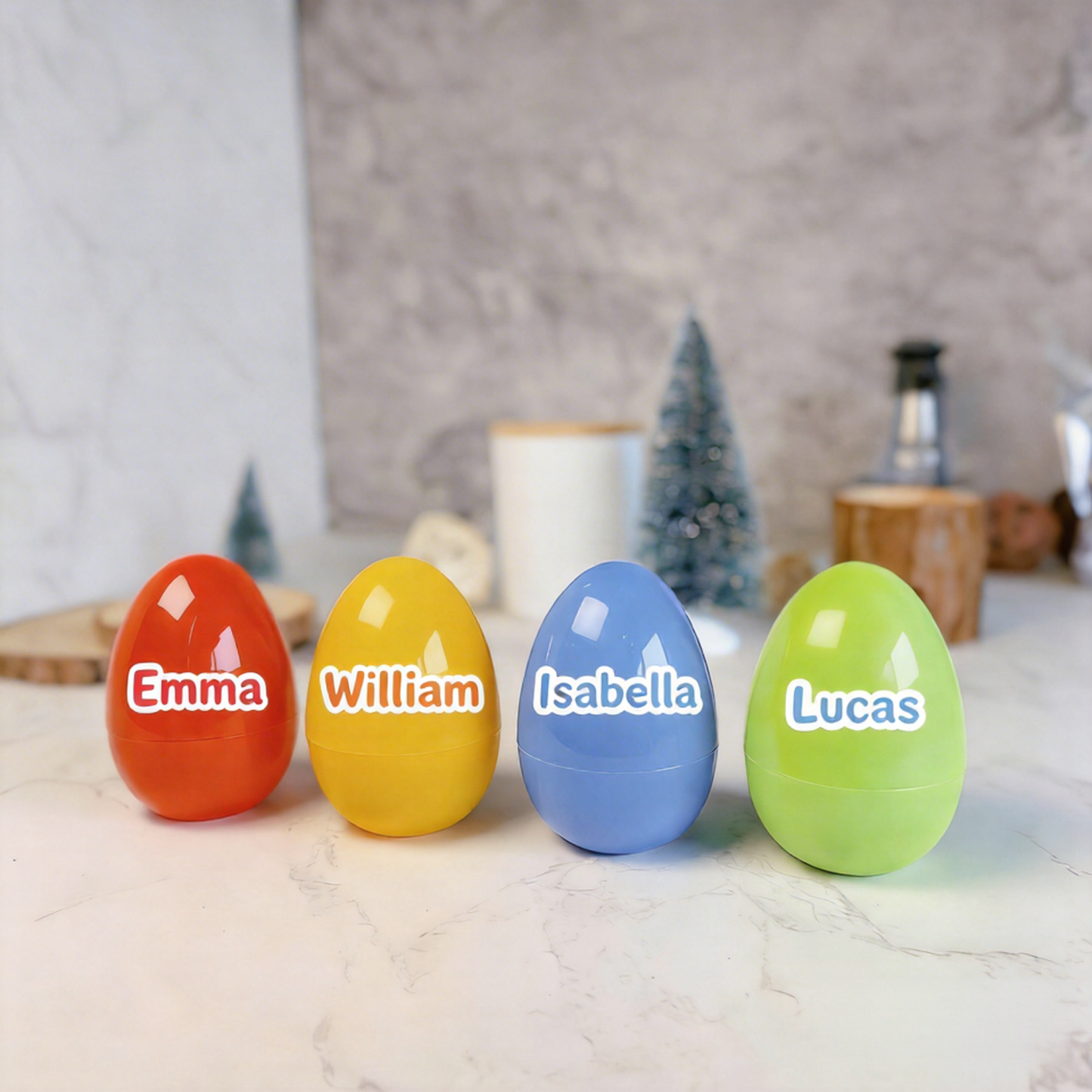 Huevos De Pascua Con Nombre Personalizado, Cestas De Pascua Rellenas Con Conejitos De Pascua. - santacalcetines