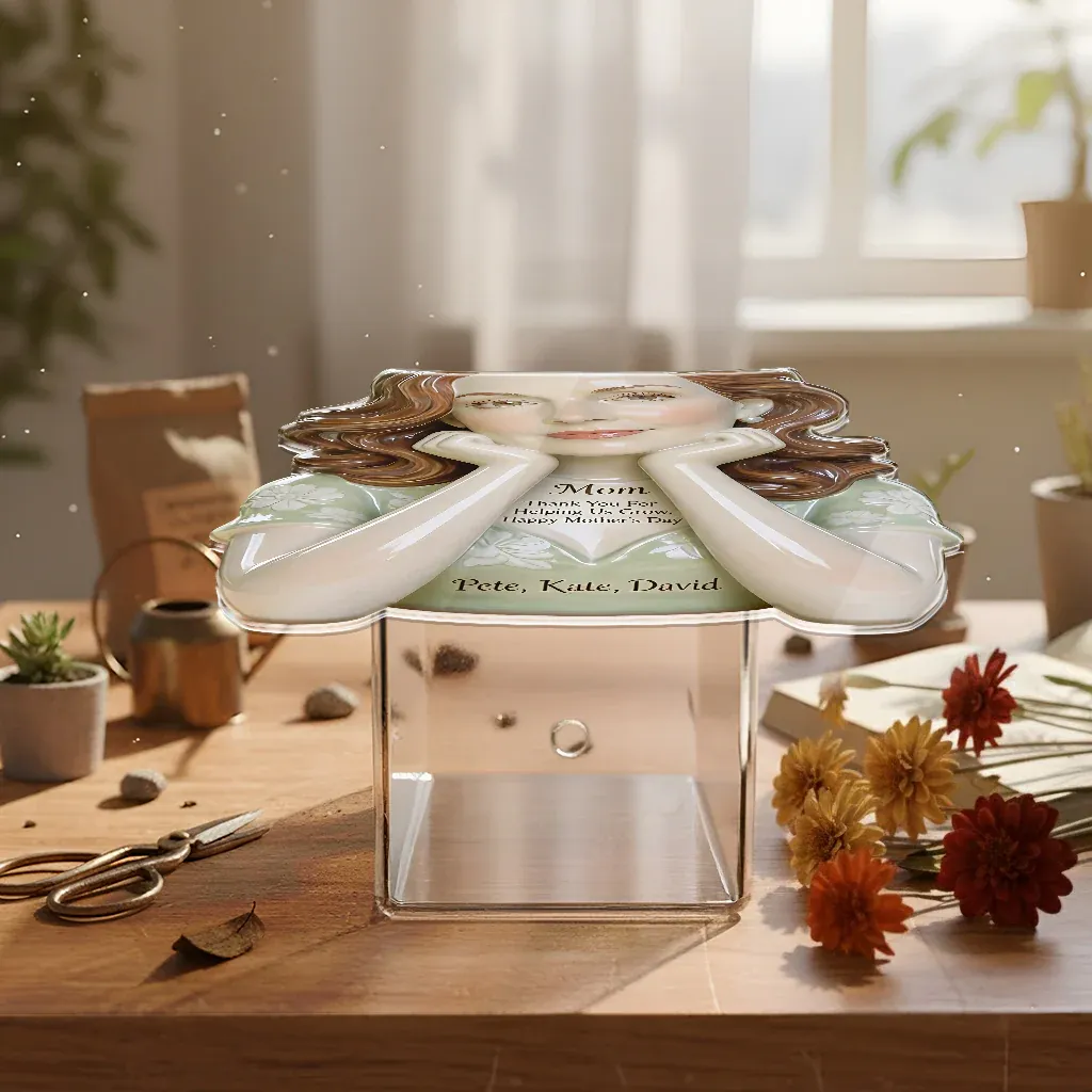 Gracias Por Ayudarme A Crecer - Maceta Acrílica Madre Personalizada - santacalcetines