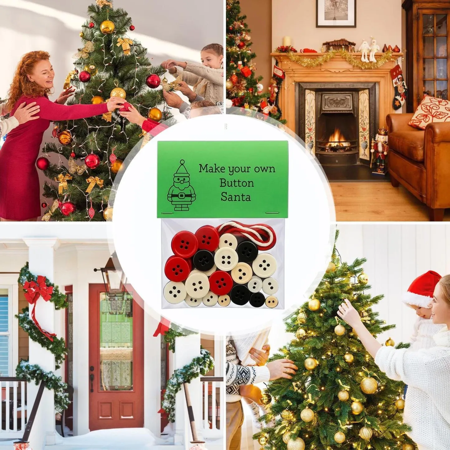 Crea Tu Propio Muñeco De Nieve Con Botones: Un Divertido Kit De Adornos Navideños Para Manualidades En Familia Y Decoración Navideña. - santacalcetines