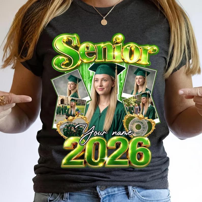 Camiseta Personalizada De Graduación Con Foto Para La Promoción De 2026 - santacalcetines