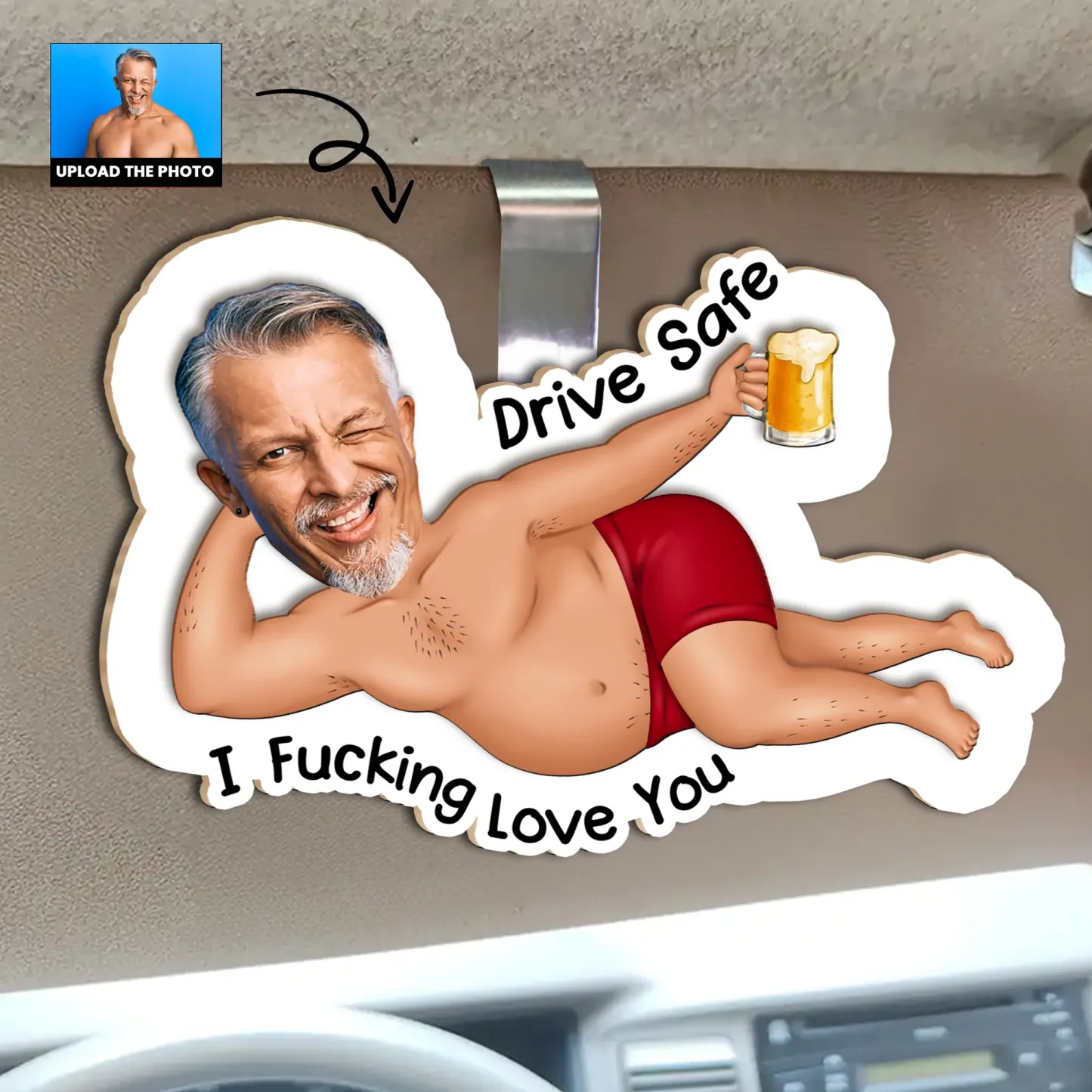 Foto Personalizada De Madera Para Visera De Coche, Clip Drive Safe I F*cking Love You, Divertidos Regalos Del Día De San Valentín Para Marido Y Esposa - santacalcetines