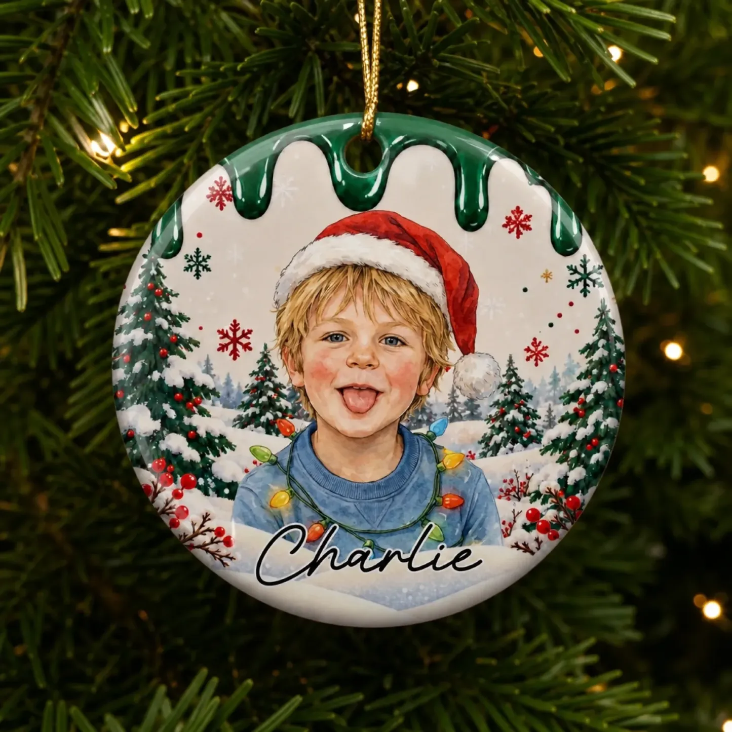 Adorno De Cerámica Regalos Personalizados De Retratos Familiares De Navidad - Personalizado - santacalcetines