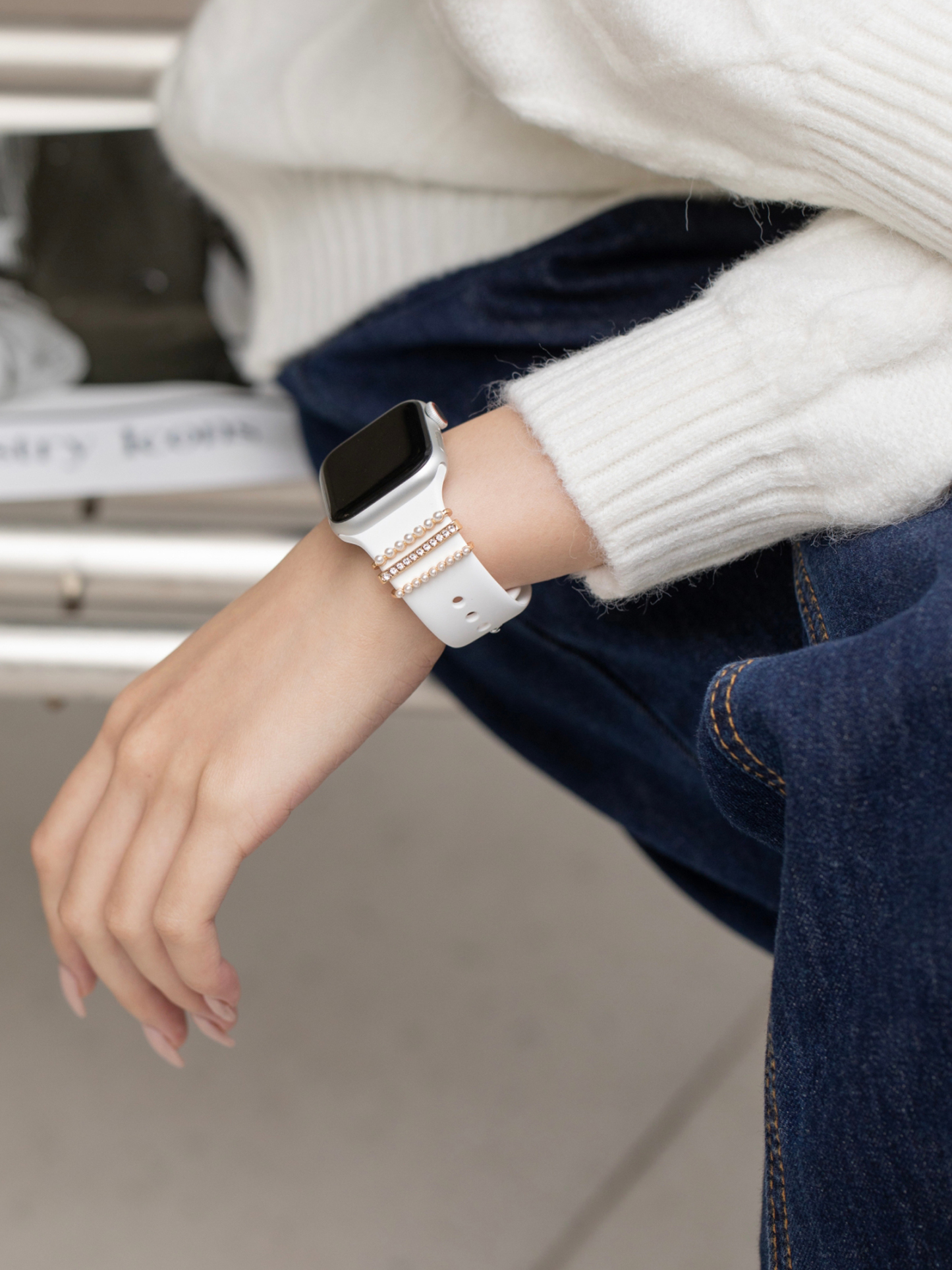 5 Piezas De Abalorios Para Correa De Apple Watch, Diamantes Y Joyas De Metal, Anillo Decorativo, Correa De Silicona, Accesorios - santacalcetines