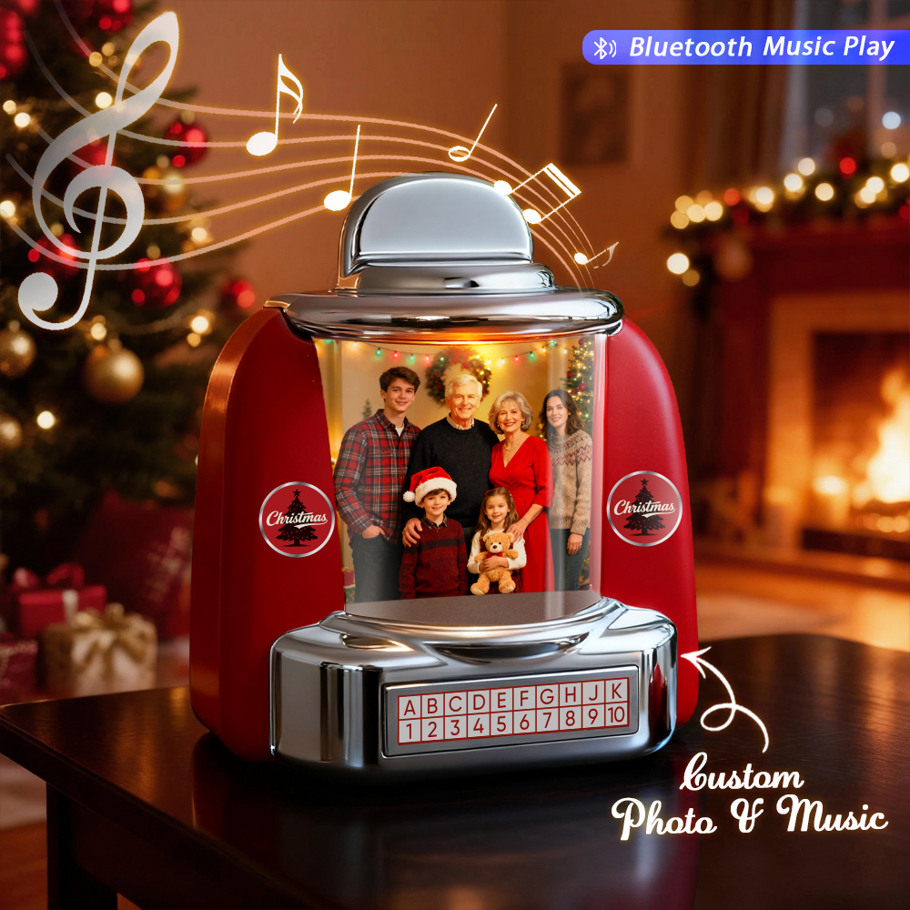 Mini Jukebox Retro Speaker Personalizzato - Mini Lettore Musicale Con Foto, Nomi E Data Personalizzati Con Radio Musicale Bluetooth | Decorazione Da Tavolo Vintage Per La Casa, Regalo Nostalgico - mymoonlampit