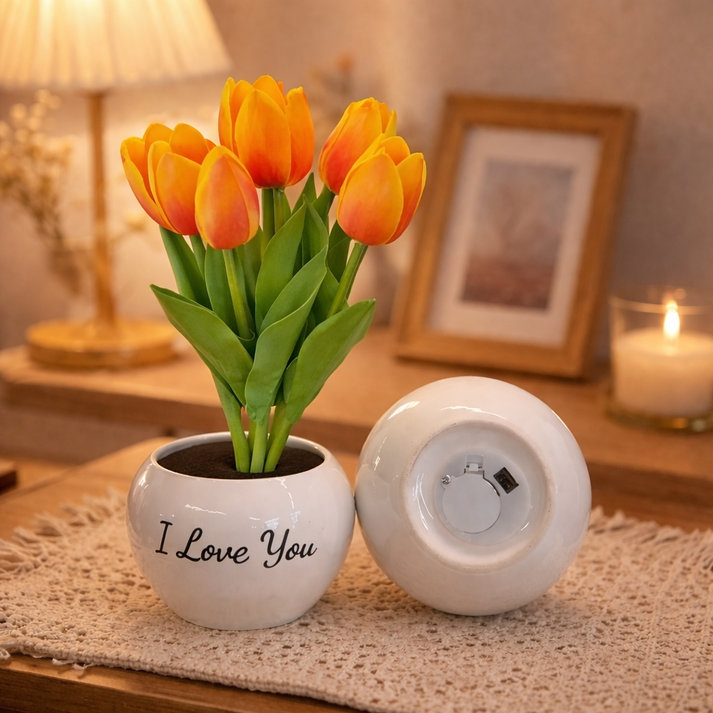 Lampada Notturna A Led Personalizzata A Forma Di Tulipano Con 3 Modalità Di Illuminazione, Romantica Lampada A Forma Di Fiore Artificiale, Regalo Unico Per La Festa Della Mamma. - mymoonlampit