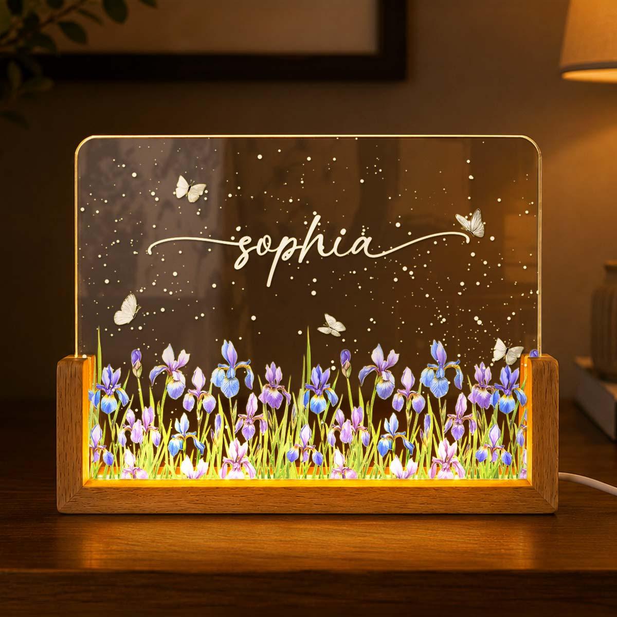 Fiore Del Mese Di Nascita Che Sboccia Nell'amore - Luce Notturna A LED In Acrilico Personalizzata - Regalo Speciale Per Amici, Amanti E Familiari