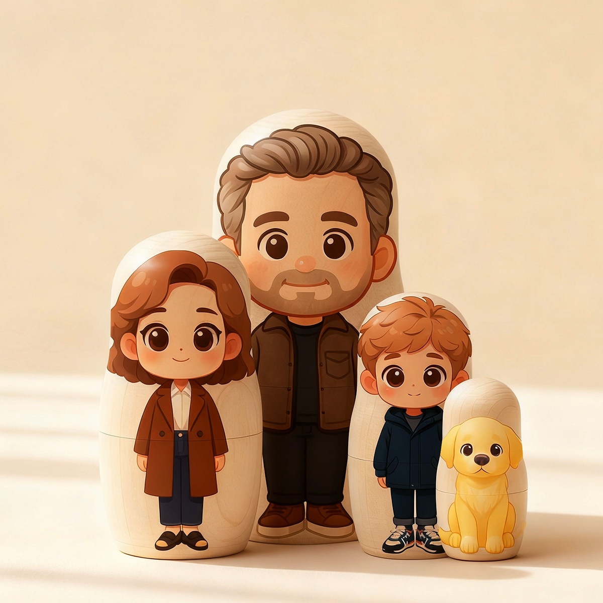 Retrato de muñeca rusa personalizado, foto personalizada, retrato familiar, estilo caricatura, regalo familiar bonito