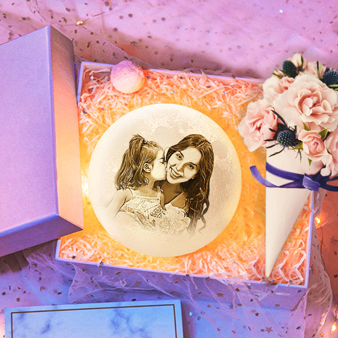 Foto Moon Lamp Lampada Luna Con Stampa 3D Personalizzata Con Immagine Lampada Lunare Incisione Miglior Per Lui