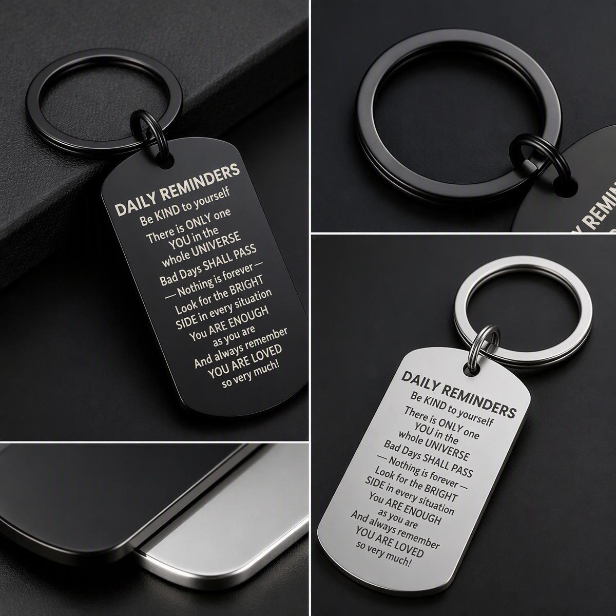 Portachiavi Inciso Con Promemoria Quotidiano, Portachiavi Con Citazione Motivazionale, Regalo Di Affermazione Ispiratrice, Portachiavi In ​​acciaio Inossidabile Presente - mymoonlampit