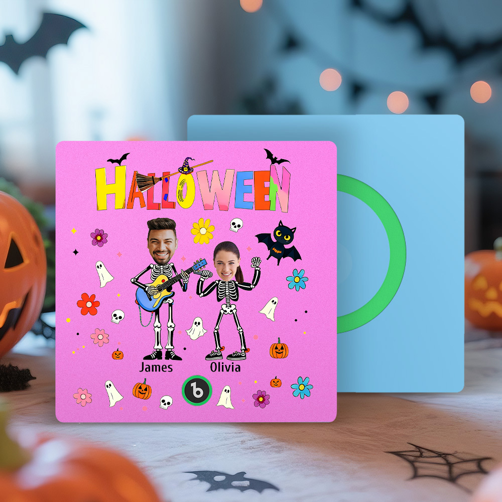 Calamite Da Frigo Di Halloween Con Foto E Nomi Personalizzati, Calamite Da Frigo Musicali, Magneti Da Frigo Personalizzati Con Il Tuo Nome, Regalo Per La Famiglia - mymoonlampit