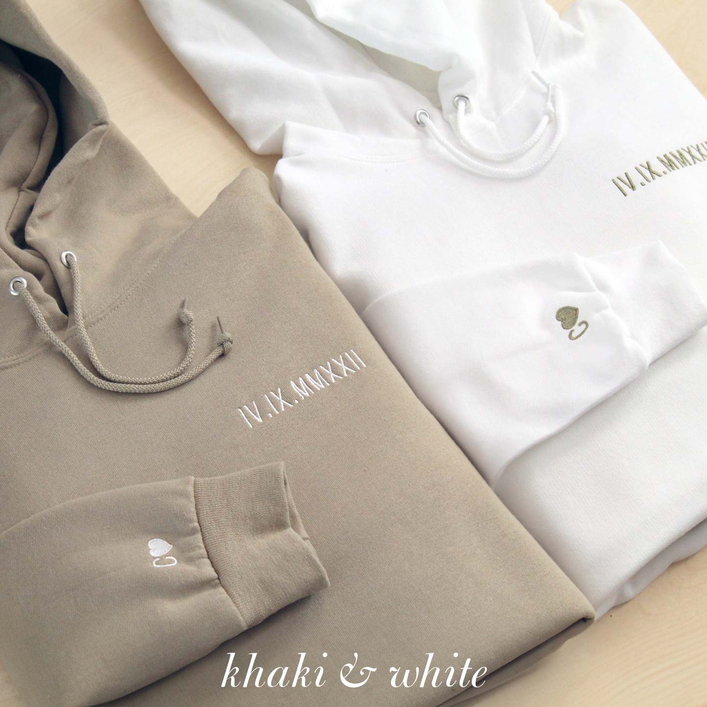 Felpa Con Cappuccio Personalizzata Con Numeri Romani Ricamati Per San Valentino - mymoonlampit