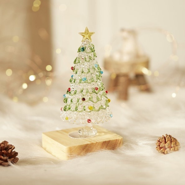 Statuina Di Albero Di Natale In Vetro Colorato Fatta A Mano: Decorazione Natalizia Da Collezione, Arte Avvolta In Filo Metallico, Regali Di Natale - mymoonlampit