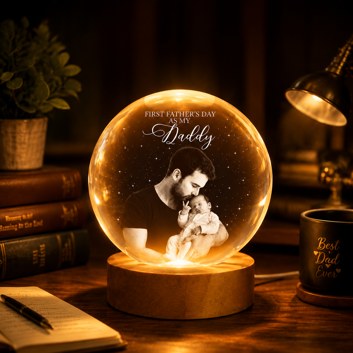 La Nostra Prima Festa Del Papà Insieme - Foto Personalizzata, Per Il Neo Papà - Luce Notturna Personalizzata - mymoonlampit