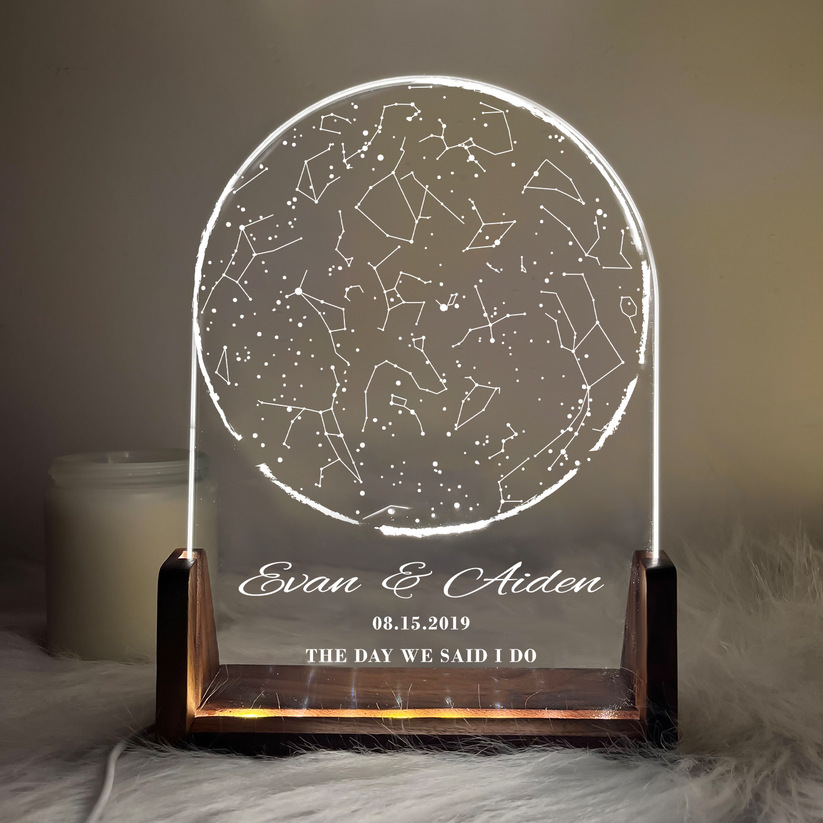 Luce Notturna Personalizzata Con Mappa Stellare Per Data Regalo Di Anniversario Con Luce Notturna Per Matrimonio Personalizzata