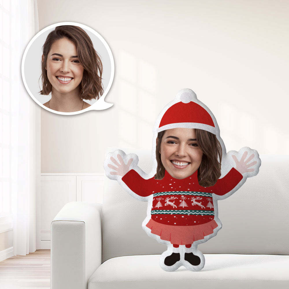 Regalo Di Natale Cuscino Per Il Viso Cuscino Personalizzato Minime Cuscino Da Tiro Personalizzato La Signora In Un Maglione Rosso Cuscino Da Tiro - fotolampadaluna