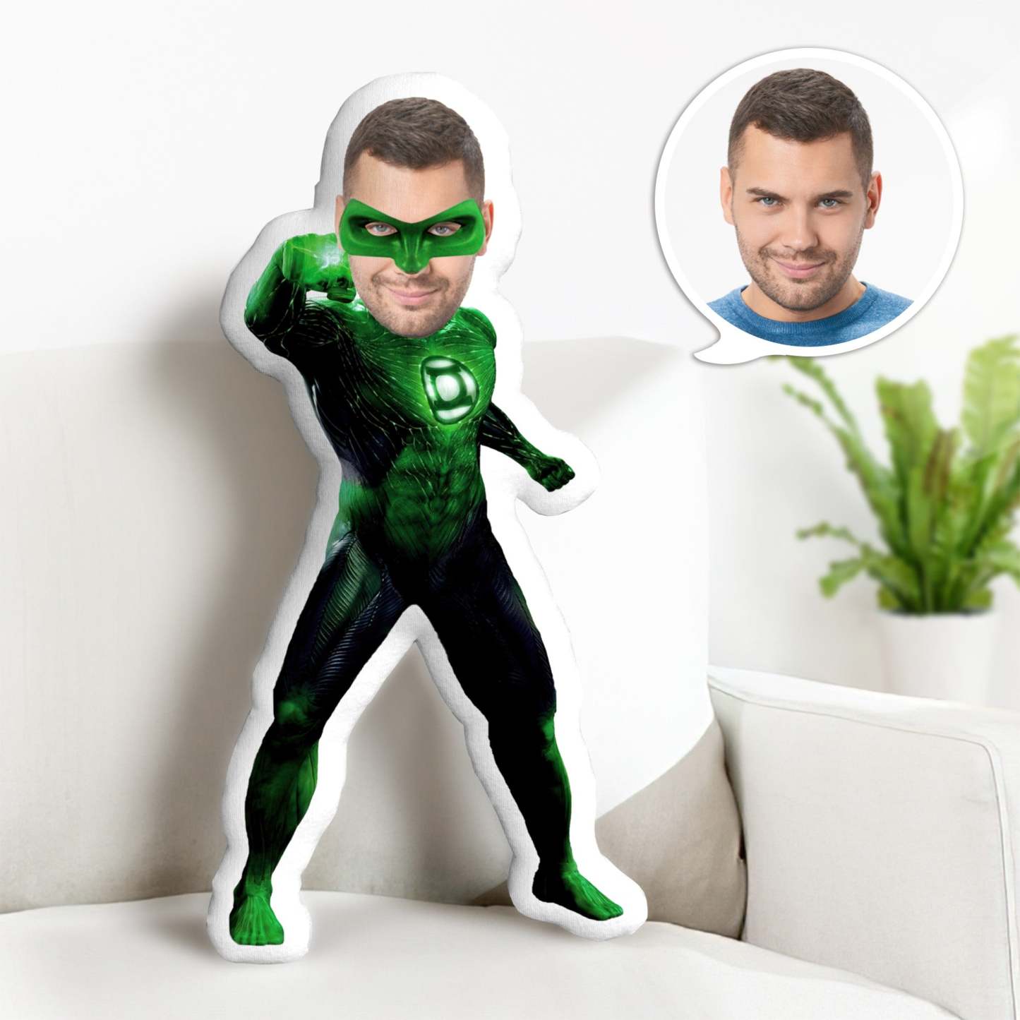 Bambole Personalizzate Lanterna Verde Cuscino Per Il Viso Personalizzato Cuscino Con Foto Personalizzata Regali Per Supereroi - fotolampadaluna