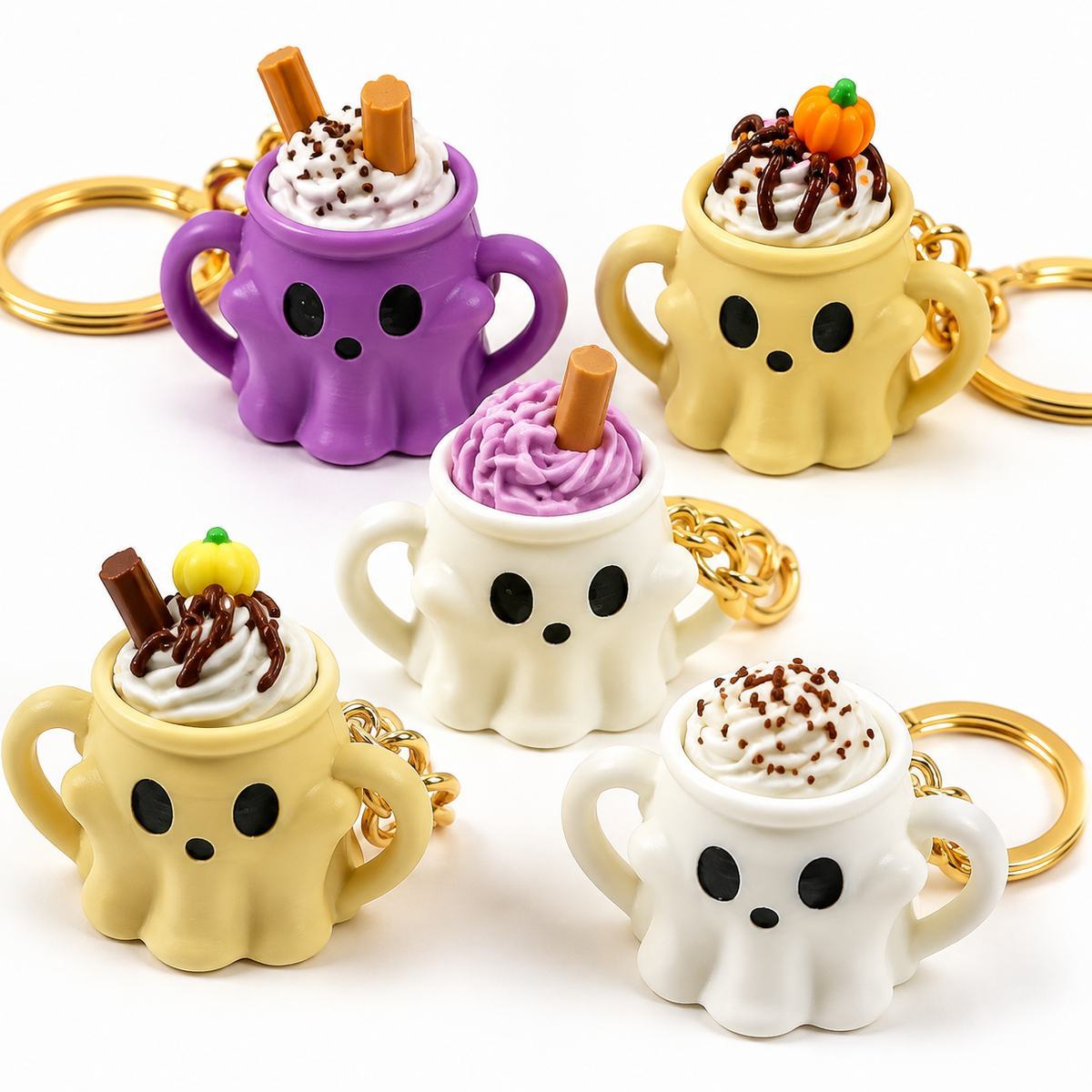 Portachiavi A Forma Di Gelato Fantasma, Simpatico Ciondolo Antistress Per Tazza E Tastiera A Tema Halloween, Divertente Ciondolo Per Borsa E Regalo Originale. - mymoonlampit