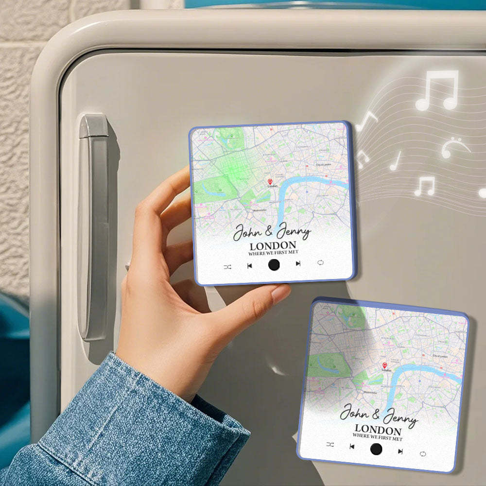 Magnete Da Frigorifero Con Album Personalizzato Dove Tutto Ha Avuto Inizio I Magneti Musicali Con Mappa Della Città Possono Riprodurre Brani Regali Di Anniversario - mymoonlampit