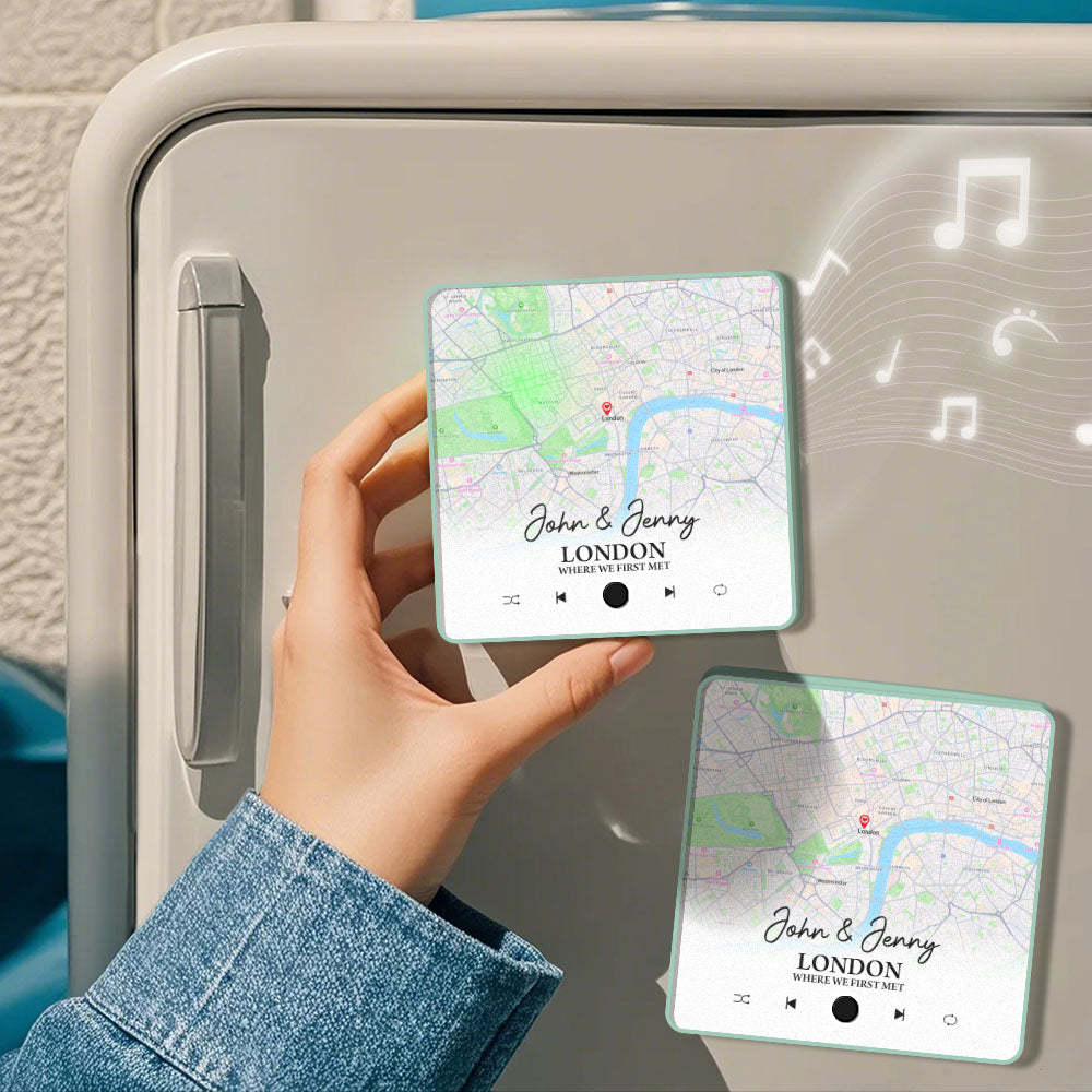 Magnete Da Frigorifero Con Album Personalizzato Dove Tutto Ha Avuto Inizio I Magneti Musicali Con Mappa Della Città Possono Riprodurre Brani Regali Di Anniversario - mymoonlampit
