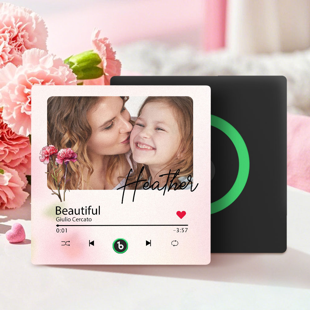 Magnete Da Frigorifero Musicale Personalizzato Per La Festa Della Mamma Con Fiore, Faccia E Testo, Cornice Per Foto Personalizzata, Regalo Per La Mamma - mymoonlampit