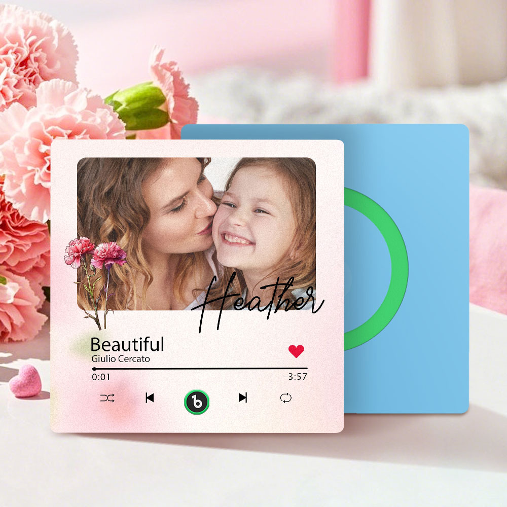 Magnete Da Frigorifero Musicale Personalizzato Per La Festa Della Mamma Con Fiore, Faccia E Testo, Cornice Per Foto Personalizzata, Regalo Per La Mamma - mymoonlampit