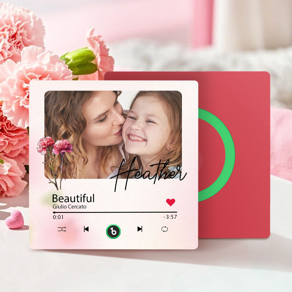 Magnete Da Frigorifero Musicale Personalizzato Per La Festa Della Mamma Con Fiore, Faccia E Testo, Cornice Per Foto Personalizzata, Regalo Per La Mamma - mymoonlampit