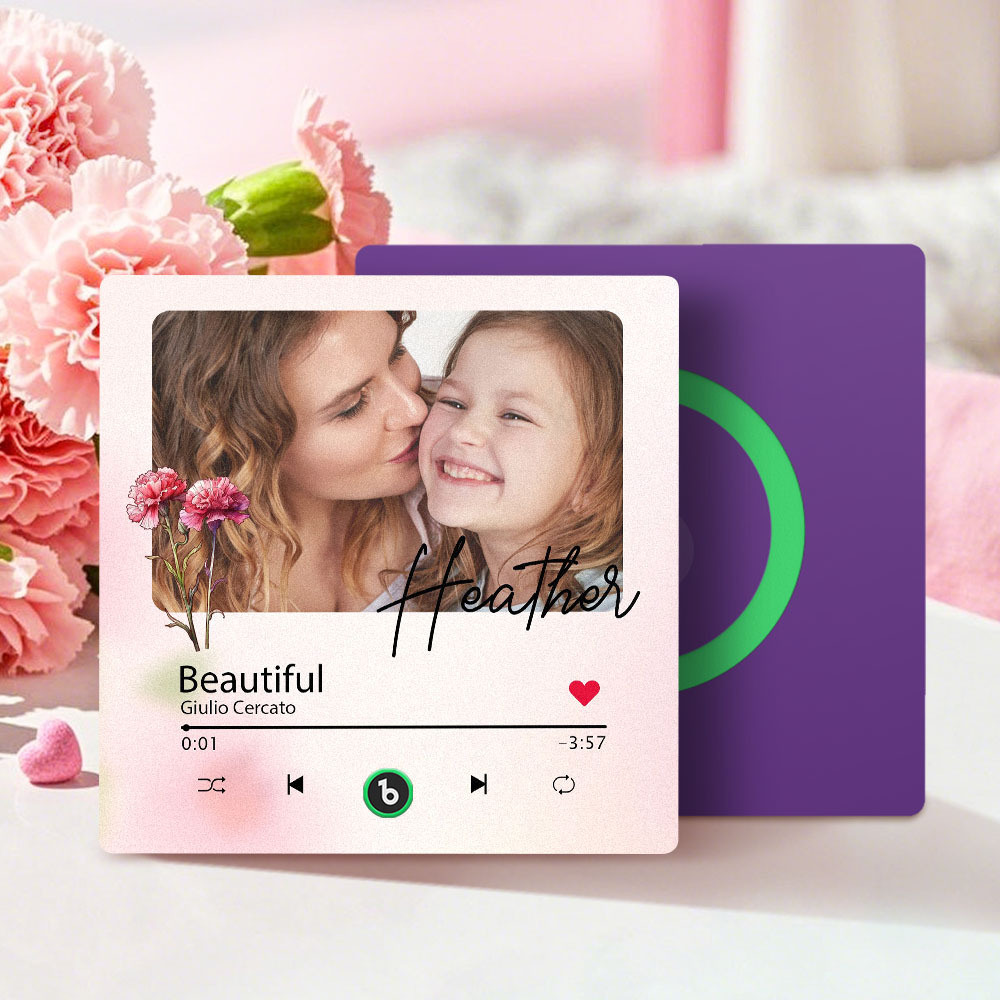 Magnete Da Frigorifero Musicale Personalizzato Per La Festa Della Mamma Con Fiore, Faccia E Testo, Cornice Per Foto Personalizzata, Regalo Per La Mamma - mymoonlampit