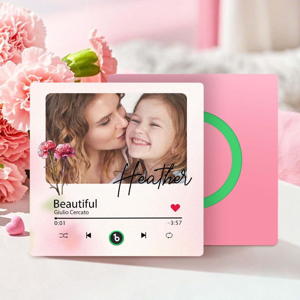 Magnete Da Frigorifero Musicale Personalizzato Per La Festa Della Mamma Con Fiore, Faccia E Testo, Cornice Per Foto Personalizzata, Regalo Per La Mamma - mymoonlampit