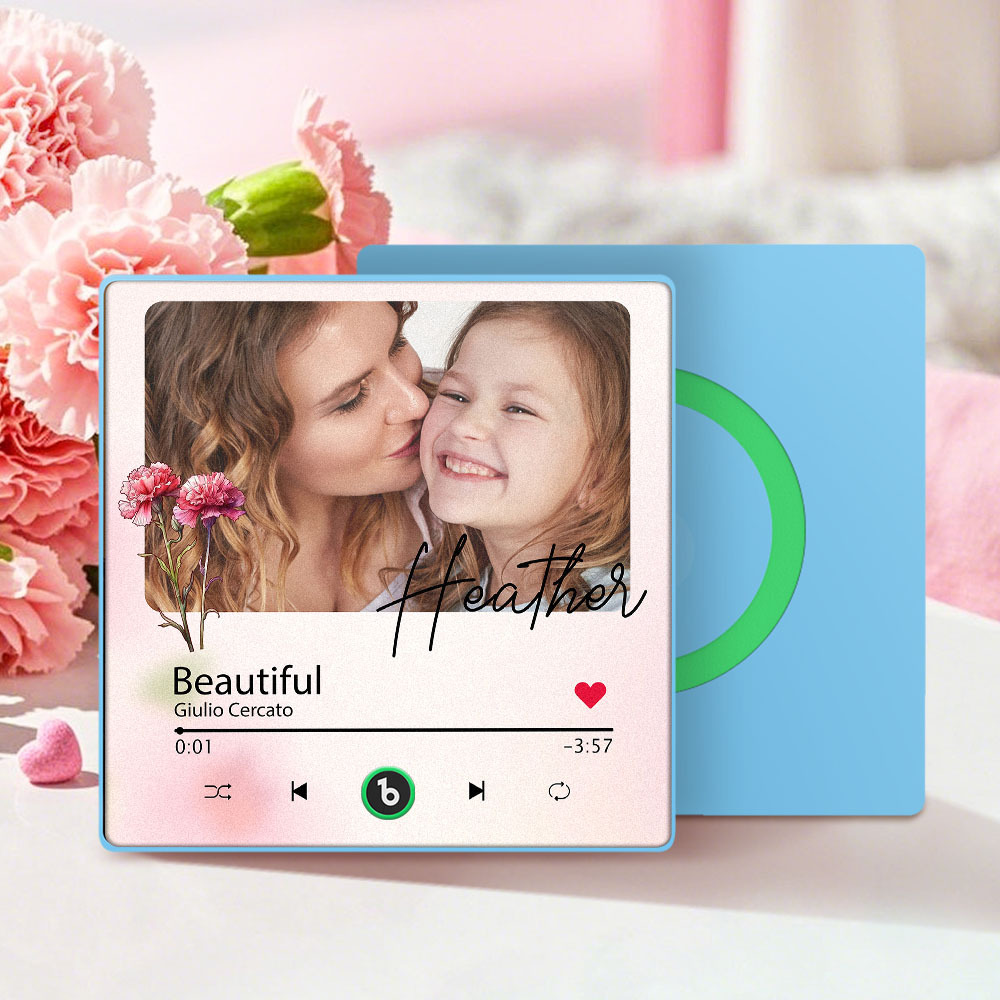 Magnete Da Frigorifero Musicale Personalizzato Per La Festa Della Mamma Con Fiore, Faccia E Testo, Cornice Per Foto Personalizzata, Regalo Per La Mamma - mymoonlampit