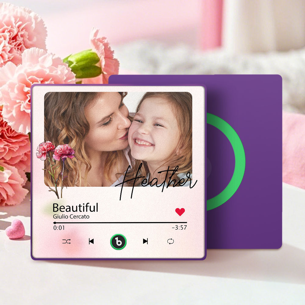 Magnete Da Frigorifero Musicale Personalizzato Per La Festa Della Mamma Con Fiore, Faccia E Testo, Cornice Per Foto Personalizzata, Regalo Per La Mamma - mymoonlampit