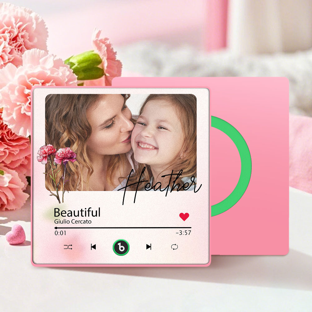 Magnete Da Frigorifero Musicale Personalizzato Per La Festa Della Mamma Con Fiore, Faccia E Testo, Cornice Per Foto Personalizzata, Regalo Per La Mamma - mymoonlampit