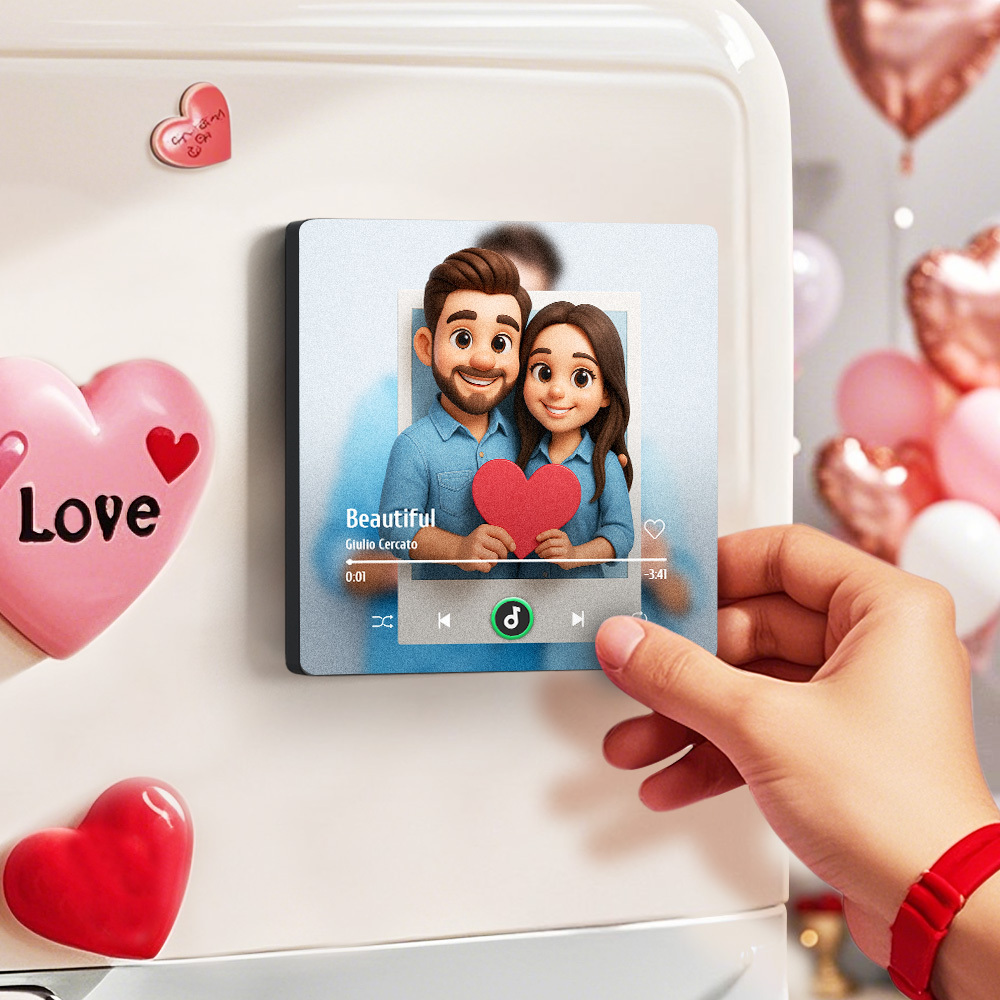 Cornice Portafoto Personalizzata Con Foto Musicali, Stile Cartone Animato, Regalo Per Coppie - mymoonlampit