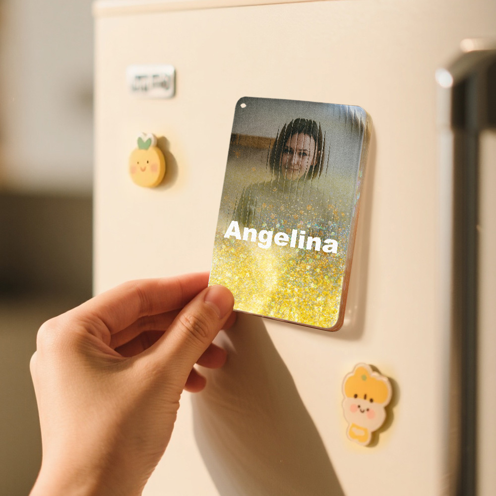 Magnete Da Frigorifero Con Sabbie Mobili In Stile Ritratto Di Cartone Animato Personalizzato In Vetro Con Rifrazione In Vetro, Regalo Di Natale Personalizzato - mymoonlampit