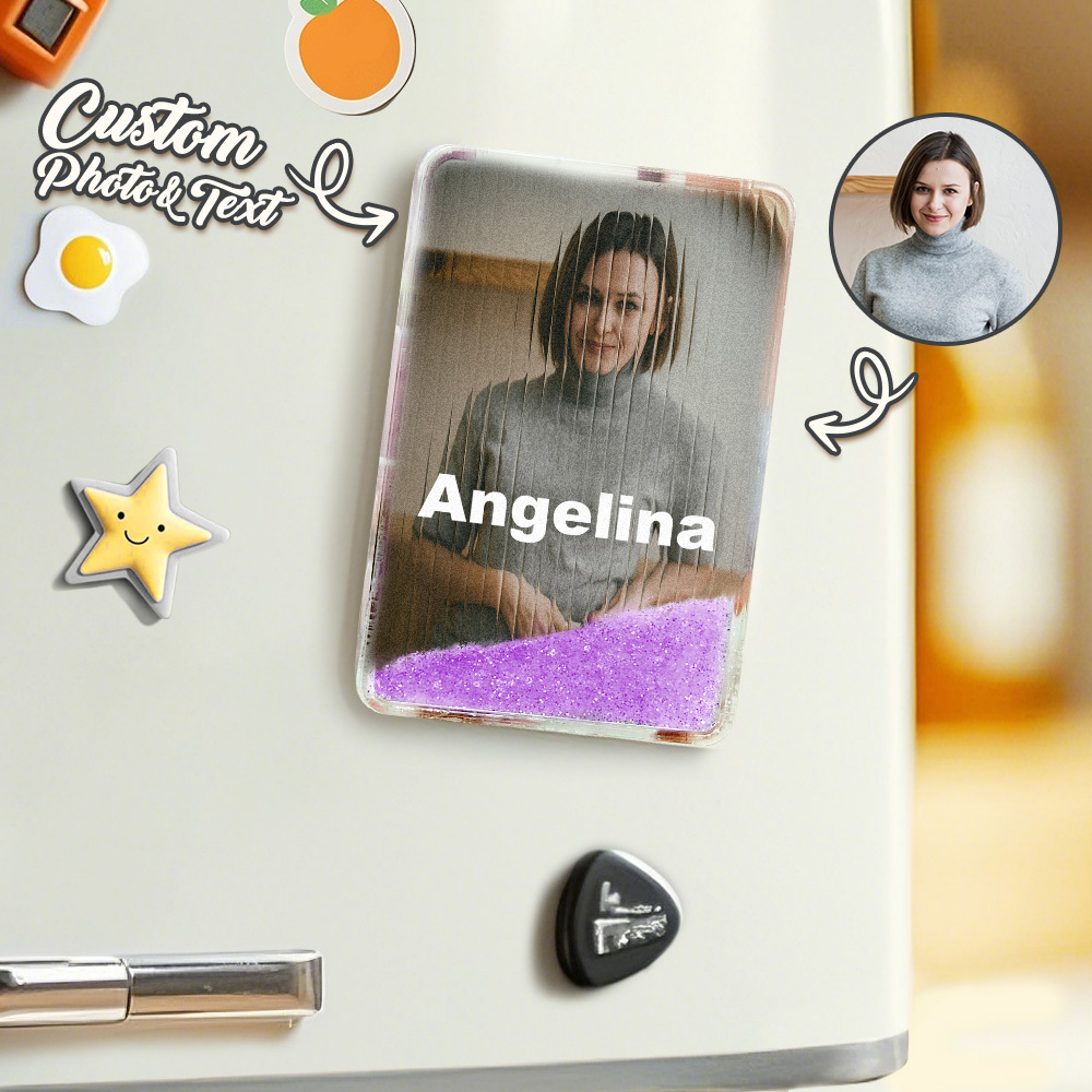 Magnete Da Frigorifero Con Sabbie Mobili In Stile Ritratto Di Cartone Animato Personalizzato In Vetro Con Rifrazione In Vetro, Regalo Di Natale Personalizzato - mymoonlampit