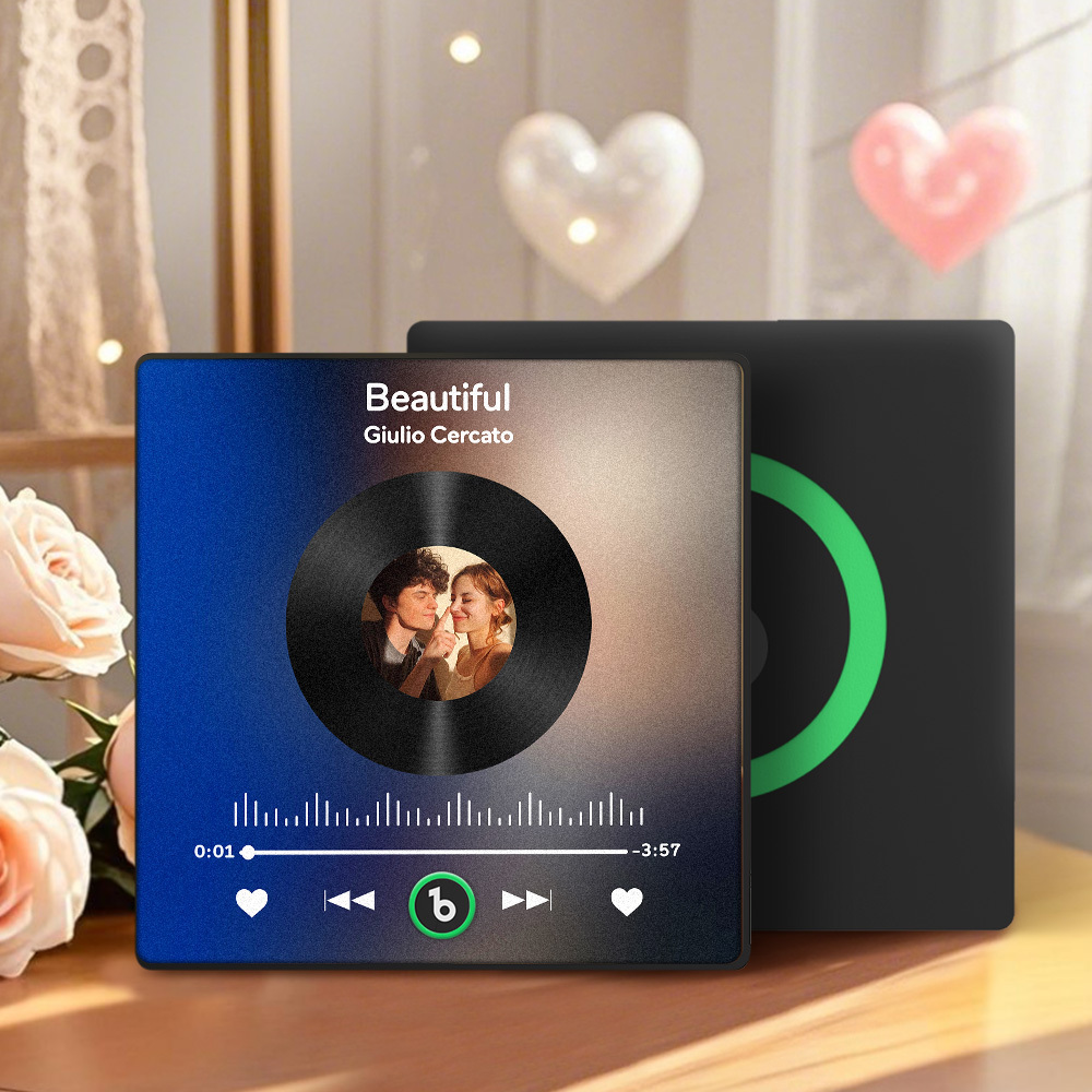 Magnete Per Frigorifero Con Foto Di Coppia Personalizzata, La Musica Può Essere Riprodotta Senza Il Cellulare. Magnete Per Frigorifero Con Musica. - mymoonlampit