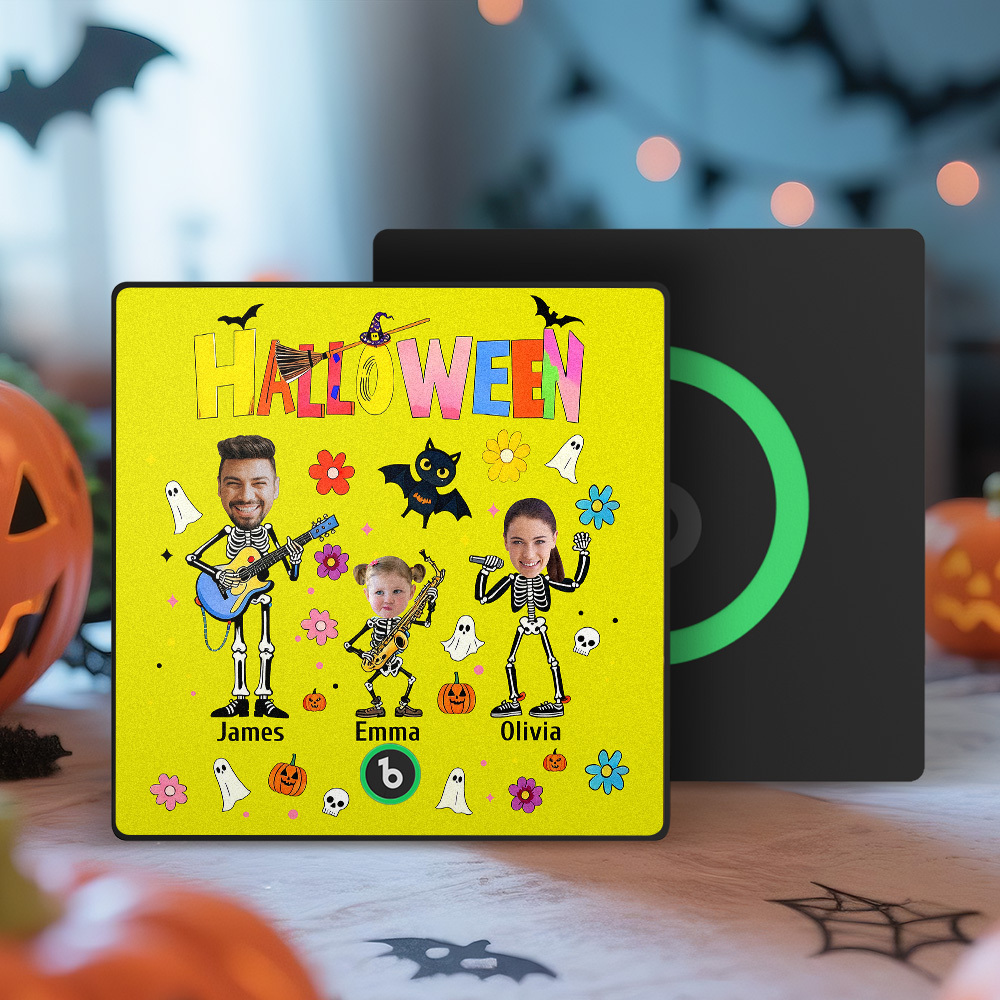 Calamite Da Frigo Di Halloween Con Foto E Nomi Personalizzati, Calamite Da Frigo Musicali, Magneti Da Frigo Personalizzati Con Il Tuo Nome, Regalo Per La Famiglia - mymoonlampit