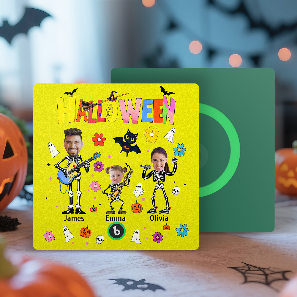 Calamite Da Frigo Di Halloween Con Foto E Nomi Personalizzati, Calamite Da Frigo Musicali, Magneti Da Frigo Personalizzati Con Il Tuo Nome, Regalo Per La Famiglia - mymoonlampit
