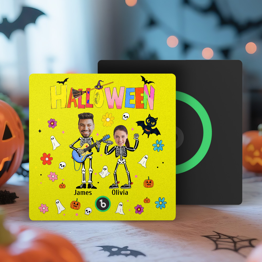 Calamite Da Frigo Di Halloween Con Foto E Nomi Personalizzati, Calamite Da Frigo Musicali, Magneti Da Frigo Personalizzati Con Il Tuo Nome, Regalo Per La Famiglia - mymoonlampit