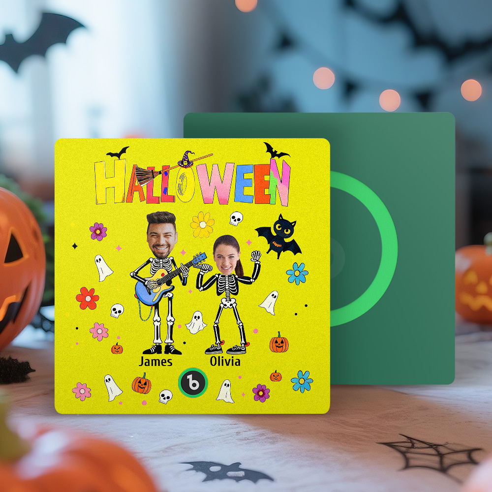 Calamite Da Frigo Di Halloween Con Foto E Nomi Personalizzati, Calamite Da Frigo Musicali, Magneti Da Frigo Personalizzati Con Il Tuo Nome, Regalo Per La Famiglia - mymoonlampit