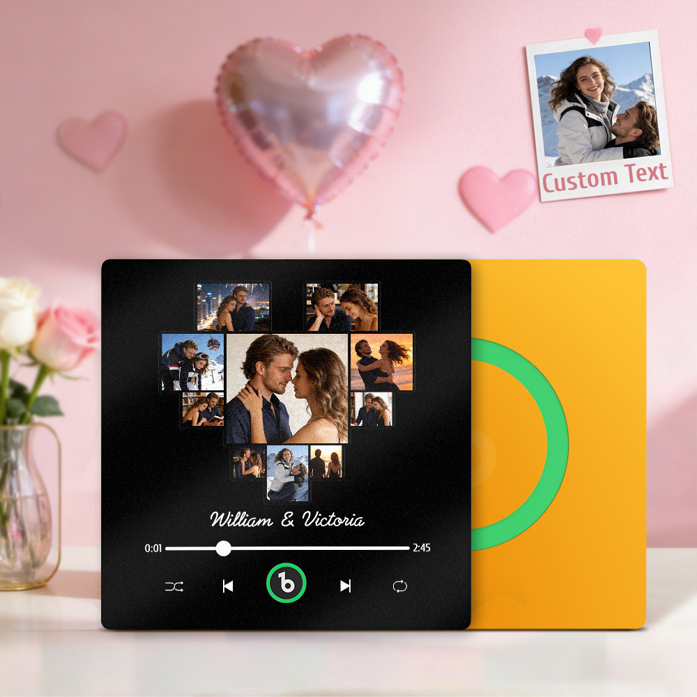 Foto Personalizzate A Forma Di Cuore Con Magnete Per Frigorifero Musicale, Cornice Con Nomi Personalizzati, Regalo Per Coppie - mymoonlampit