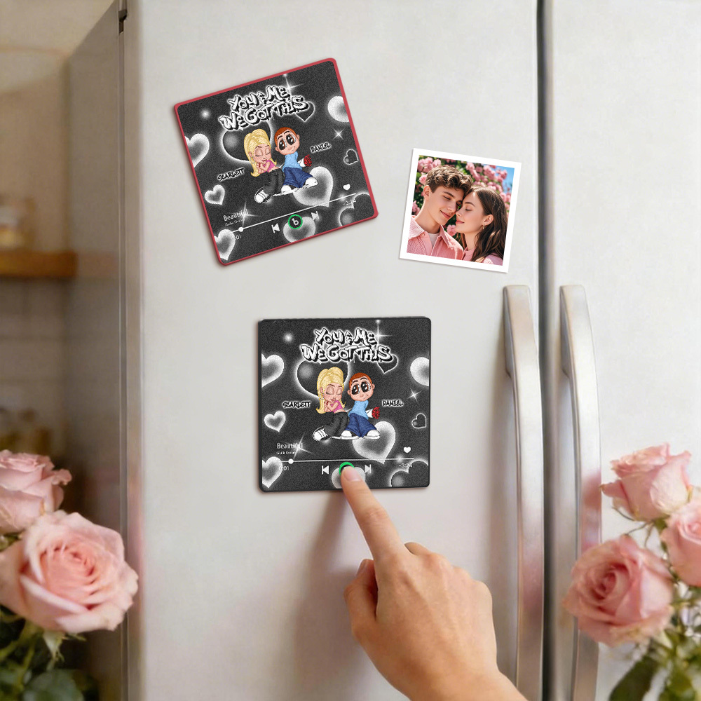 Magnete Da Frigorifero Con Lettore Musicale In Stile Y2k Personalizzato, Testo Personalizzato, Magnete Da Frigorifero Con Musica Personalizzata, Cornice Con Nomi Personalizzati, Regalo Per Coppie - mymoonlampit