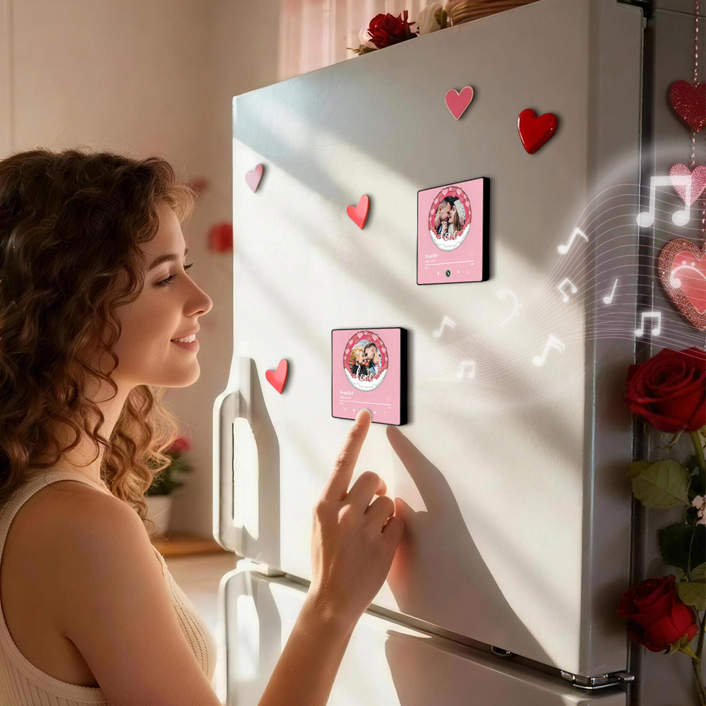 Foto Personalizzate Con Magnete Per Frigorifero Con Musica A Forma Di Cuore Rosso, Magnete Musicale Personalizzato, Regalo Di San Valentino Per Lei - mymoonlampit