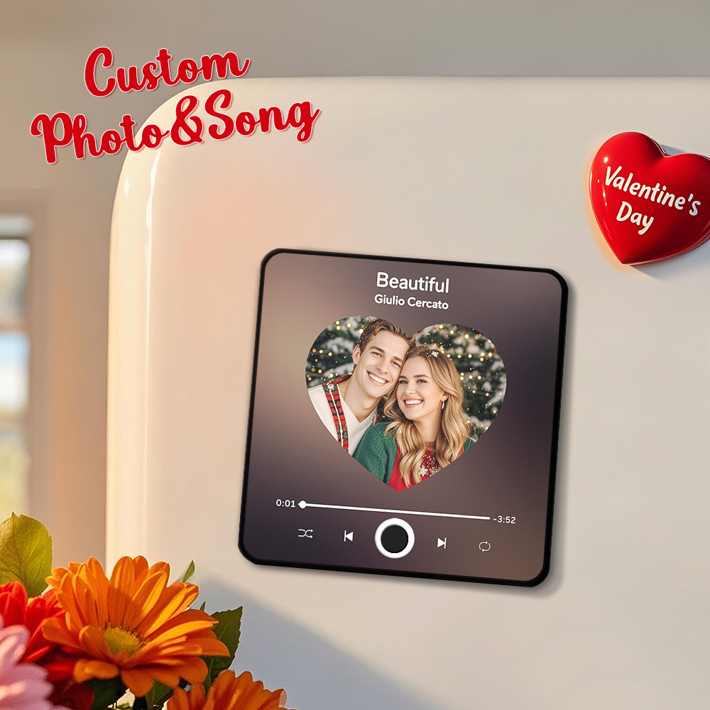 Album Fotografico Personalizzato Per La Festa Della Mamma, Magnete Da Frigorifero, Adesivo Fotografico Da Parete Con Musica, Movimento Musicale Riproducibile Senza Telefono Cellulare, Magnete Da Frigorifero Musicale Pro, Può Riprodurre Brani - mymoonlampit
